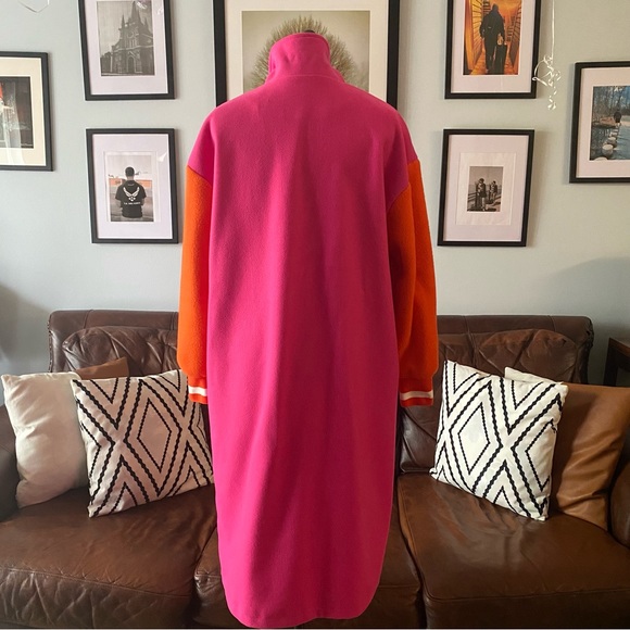 Pink/orange colorblock double-breasted coat, Medium Size 8/10 - Picture 5 of 10
